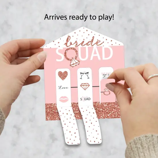 Big Dot of Happiness Bride Squad - Rose Gold Bridal Shower or Bachelorette Party Game Pickle Cards - Pull Tabs 3-in-a-Row - Set of 12 {3}