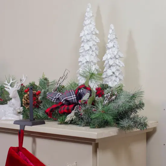 Northlight 6' x 12" Dual Plaid Berries and Pinecones Artificial Christmas Garland - Unlit Green {3}