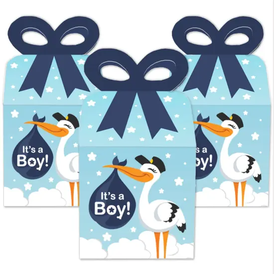 Big Dot of Happiness Boy Special Delivery - Square Favor Gift Boxes - It's A Boy Stork Baby Shower Bow Boxes - Set of 12 {3}