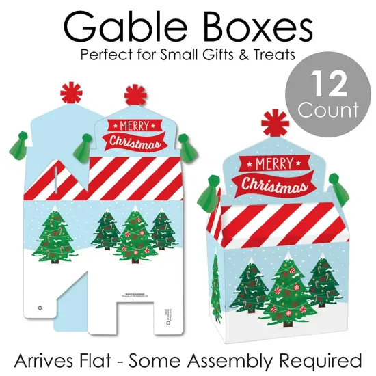 Big Dot of Happiness Snowy Christmas Trees - Treat Box Party Favors - Classic Holiday Party Goodie Gable Boxes - Set of 12 {7}