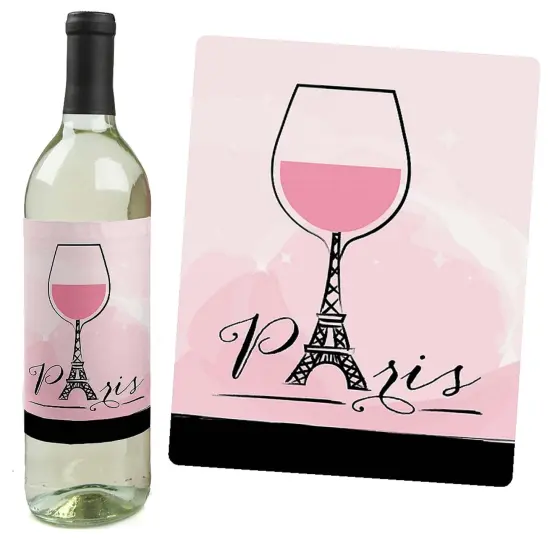 Big Dot of Happiness Paris, Ooh La La - Paris Themed Baby Shower or Birthday Party Decorations for Women & Men - Wine Bottle Label Stickers - Set of 4 {3}