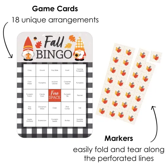 Big Dot of Happiness Fall Gnomes - Bingo Cards and Markers - Autumn Harvest Party Bingo Game - Set of 18 {3}