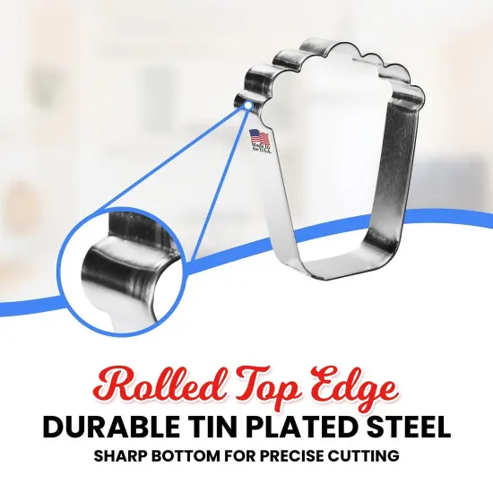 Popcorn Cookie Cutter 3.75 in B1565, CookieCutter.com, Tin Plated Steel, Handmade in the USA {2}