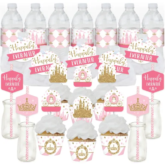 Big Dot of Happiness Little Princess Crown - Pink & Gold Baby Shower or Birthday Party Favors and Cupcake Kit - Fabulous Favor Party Pack - 100 Pieces {1}