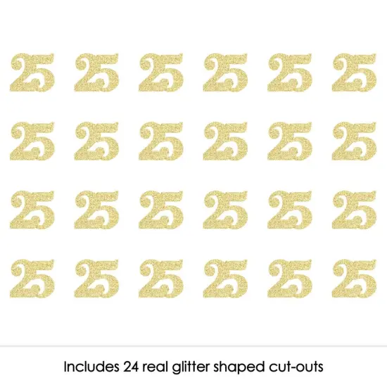 Big Dot of Happiness Gold Glitter 25 - No-Mess Real Gold Glitter Cut-Out Numbers - 25th Birthday Party Confetti - Set of 24 {3}