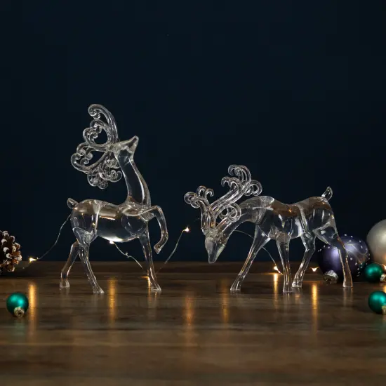 Northlight Standing Reindeer Christmas Figurines - 9.25" - Clear - Set of 2 {3}