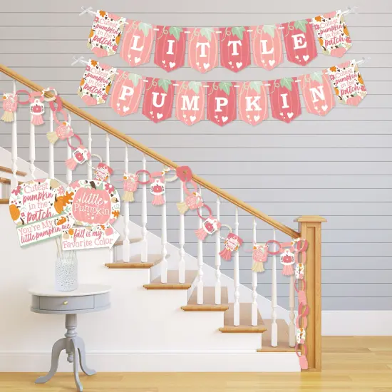 Big Dot of Happiness Girl Little Pumpkin - Banner and Photo Booth Decorations - Fall Birthday Party or Baby Shower Supplies Kit - Doterrific Bundle {4}