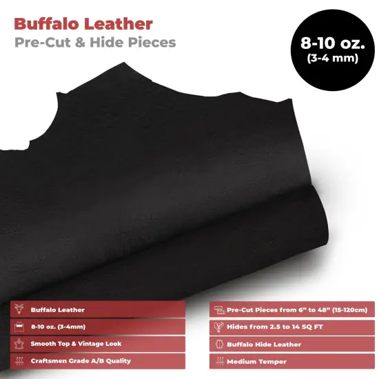 European Leather Work Buffalo Hide 8-10 oz (3-4mm) | Pre-Cut Full Grain Leather for Tooling, Stamping, Molding, Engraving {2}