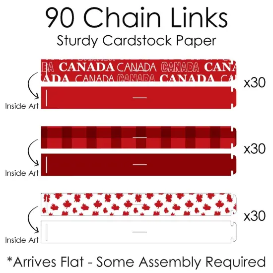 Big Dot of Happiness Canada Day - 90 Chain Links and 30 Paper Tassels Decoration Kit - Canadian Party Paper Chains Garland - 21 feet {7}