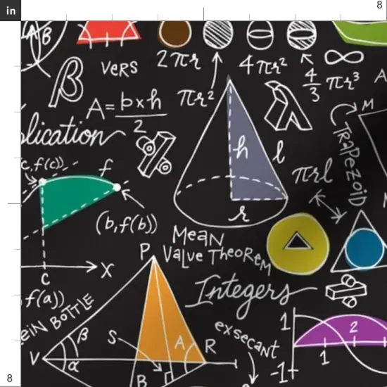 Various Fabrics by the Yard or Fat Quarter Count Math Mathematics Numbers Science Black Geometry Custom Printed Fabric by Spoonflower {4}