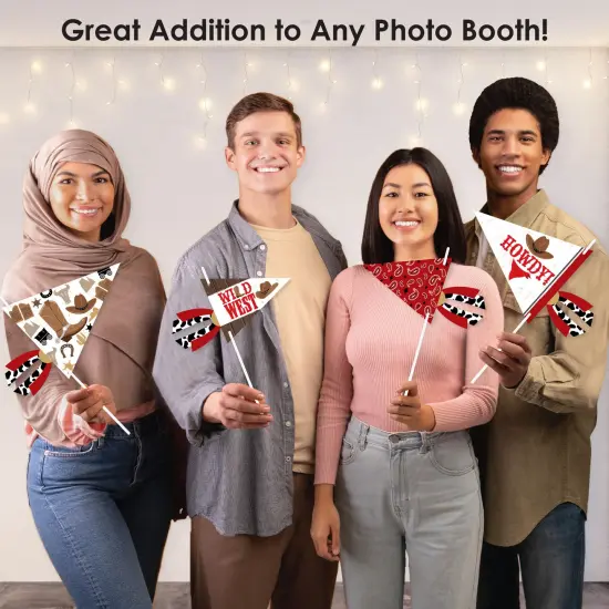 Big Dot of Happiness Western Hoedown - Triangle Wild West Cowboy Party Photo Props - Pennant Flag Centerpieces - Set of 20 {6}