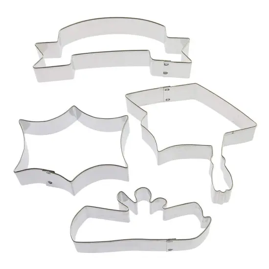 Graduation Cookie Cutter 4 Pc Set, CookieCutter.com, Tin Plated Steel, Handmade in the USA {3}