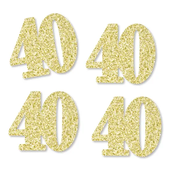 Big Dot of Happiness Gold Glitter 40 - No-Mess Real Gold Glitter Cut-Out Numbers - 40th Birthday Party Confetti - Set of 24 {1}