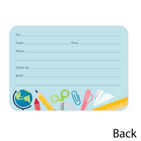 Big Dot of Happiness Back to School - Shaped Fill-in Invitations - First Day of School Classroom Invitation Cards with Envelopes - Set of 12 {6}