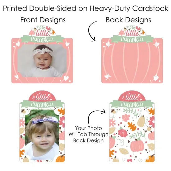 Big Dot of Happiness Girl Little Pumpkin - Fall Birthday Party or Baby Shower Picture Centerpiece Sticks - Photo Table Toppers - 15 Pieces {7}