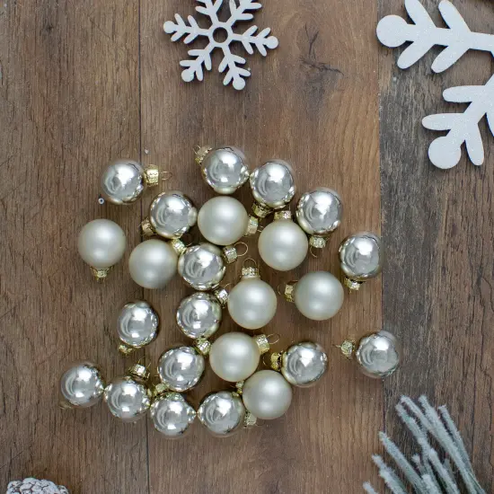 Northlight 24ct Shiny and Matte Champagne Gold Glass Ball Christmas Ornaments 1" (25mm) {3}