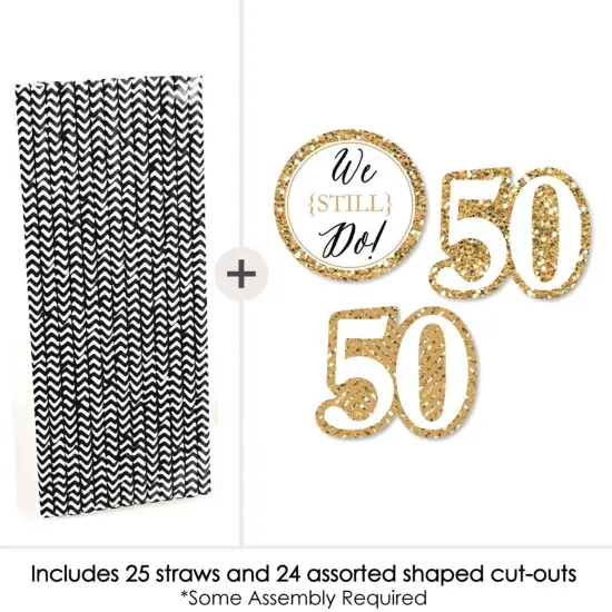 Big Dot of Happiness We Still Do - 50th Wedding Anniversary - Paper Straw Decor - Anniversary Party Striped Decorative Straws - Set of 24 {4}