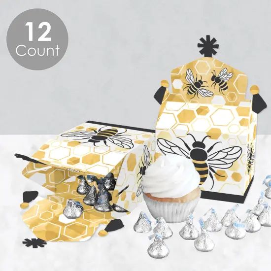 Big Dot of Happiness Little Bumblebee - Treat Box Party Favors - Bee Baby Shower or Birthday Party Goodie Gable Boxes - Set of 12 {4}