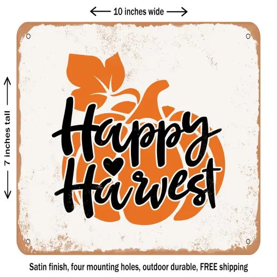 DECORATIVE METAL SIGN - Happy Harvest - 2 - Vintage Rusty Look {2}