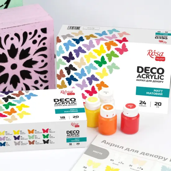 Matt Acrylic paint for decor set, 24*20ml ROSA TALENT {3}