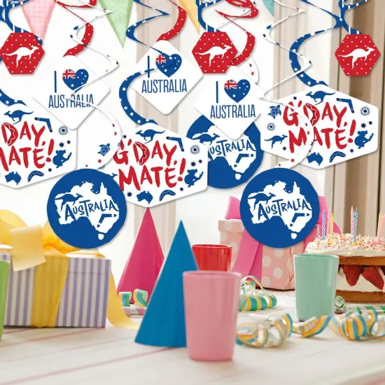 Big Dot of Happiness Australia Day - G'Day Mate Aussie Party Hanging Decor - Party Decoration Swirls - Set of 40 {3}