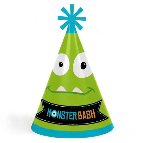 Big Dot of Happiness Monster Bash - Cone Little Monster Happy Birthday Party Hats for Kids and Adults - Set of 8 (Standard Size) {1}