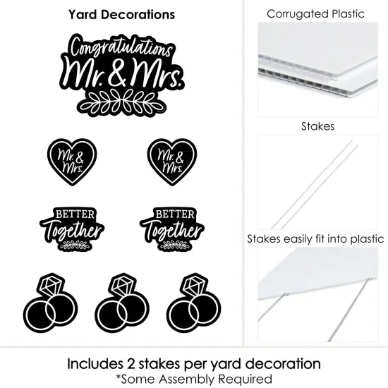 Big Dot of Happiness Black and White Mr. and Mrs. - Yard Sign and Outdoor Lawn Decorations - Wedding Congratulations Yard Signs - Set of 8 {6}
