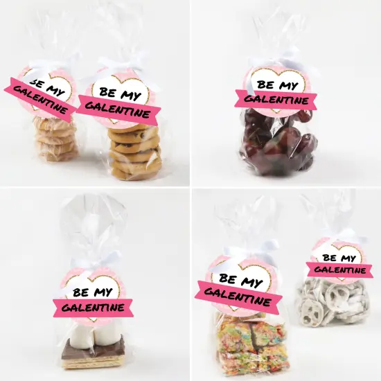 Big Dot of Happiness Be My Galentine - Galentine's & Valentine's Day Party Clear Goodie Favor Bags - Treat Bags With Tags - Set of 12 {6}