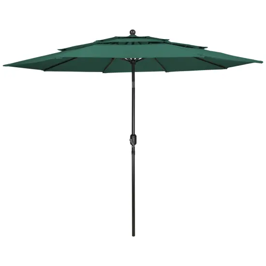 Northlight 9.75ft Outdoor Patio Market Umbrella with Hand Crank and Tilt, Green {1}