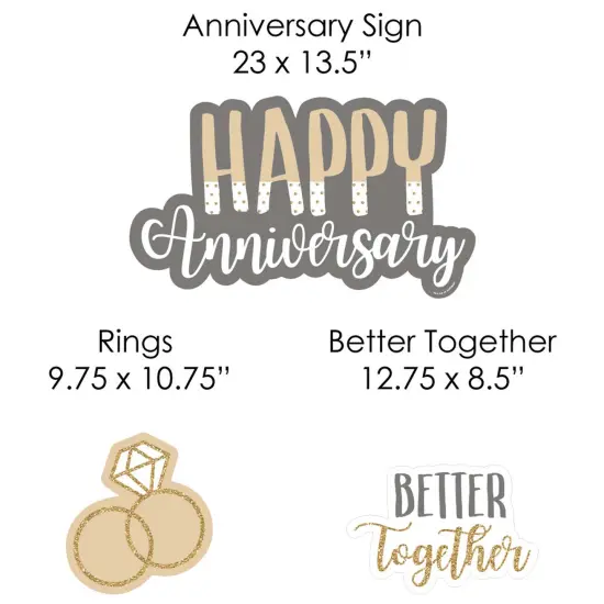 Big Dot of Happiness Happy Anniversary - Yard Sign and Outdoor Lawn Decorations - Gold and Silver Wedding Anniversary Yard Signs - Set of 8 {7}