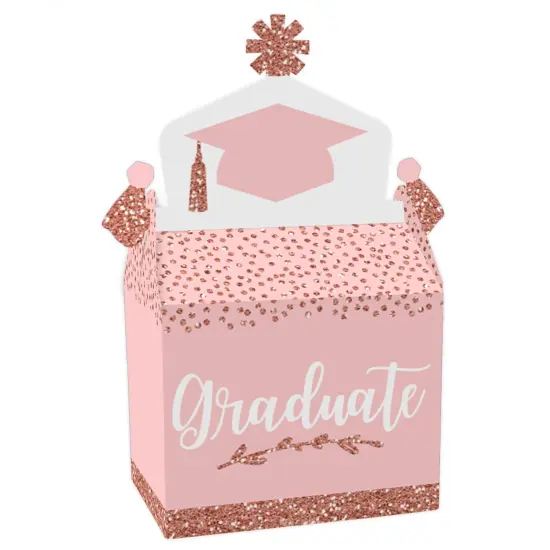 Big Dot of Happiness Rose Gold Grad - Treat Box Party Favors -Graduation Party Goodie Gable Boxes - Set of 12 {1}