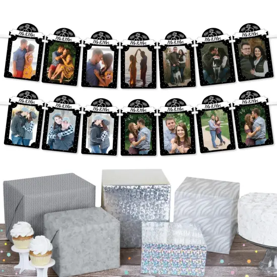Big Dot of Happiness Mr. and Mrs. - DIY Black and White Wedding or Bridal Shower Decor - Picture Display - Photo Banner {3}