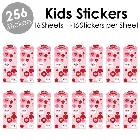 Big Dot of Happiness Conversation Hearts - Valentine's Day Party Favor Kids Stickers - 16 Sheets - 256 Stickers {3}