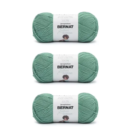 Bernat Softee Cotton Pool Green Yarn - 3 Pack of 120g/4.25oz - Nylon - 3 DK (Light) - 254 Yards - Knitting/Crochet {1}