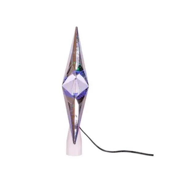 Kurt Adler 8.75" Silver "Merry Christmas" Star Tree Topper - Multi Colored {3}