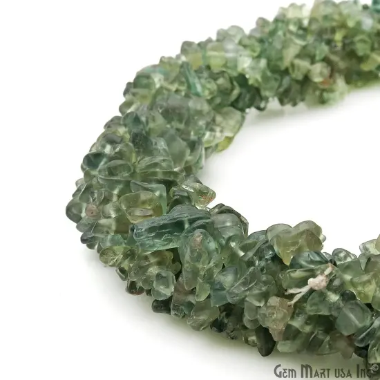 Green Apatite Chip Beads, 34 Inch, Natural Chip Strands, Drilled Strung Nugget Beads, 3-7mm, Polished, GemMartUSA (CHAG-70001) {1}