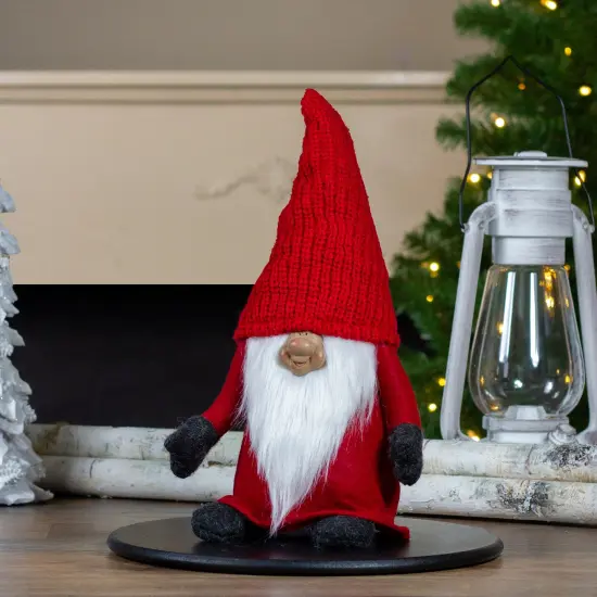 Northlight Portly Smiling Gnome Christmas Figure - 13.5" - Red {3}