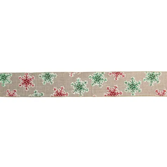 Northlight Red and Green Snowflake Burlap Christmas Wired Craft Ribbon 2.5" x 16 Yards {1}