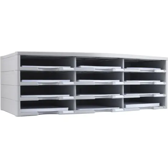 Storex 12-Compartment Literature Organizer/Document Sorter, Gray (Drop Ship Approved Packing) (replaces 61601U01C) {1}
