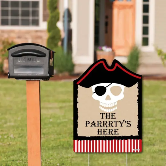 Big Dot of Happiness Beware of Pirates - Party Decorations - Pirate Birthday Party Welcome Yard Sign {3}