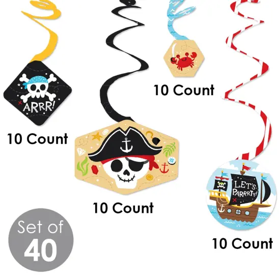 Big Dot of Happiness Pirate Ship Adventures - Skull Birthday Party Hanging Decor - Party Decoration Swirls - Set of 40 {6}