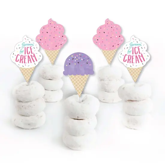 Big Dot of Happiness Scoop Up the Fun - Ice Cream - Dessert Cupcake Toppers - Sprinkles Party Clear Treat Picks - Set of 24 {3}
