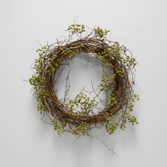 Summer EcoFaux Green Ilex Berry Wreath {1}
