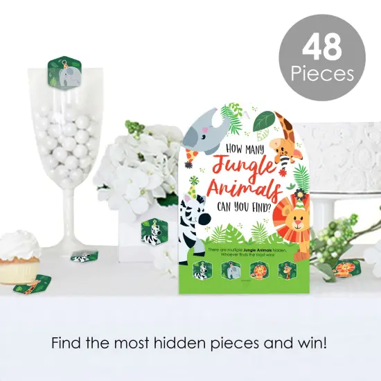 Big Dot of Happiness Jungle Party Animals Safari Zoo Animal Birthday Party or Baby Shower Scavenger Hunt 1 Stand and 48 Game Pieces Hide and Find Game {3}