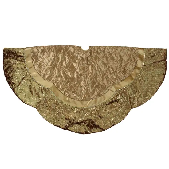 Northlight 72" Gold Quilted Christmas Tree Skirt with Iridescent Sequins {3}