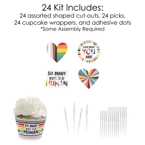 Big Dot of Happiness So Many Ways to Be Human - Cupcake Decoration - Pride Party Cupcake Wrappers and Treat Picks Kit - Set of 24 {6}