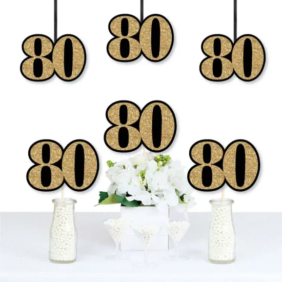 Big Dot of Happiness Adult 80th Birthday - Gold - Decorations DIY Party Essentials - Set of 20 {1}
