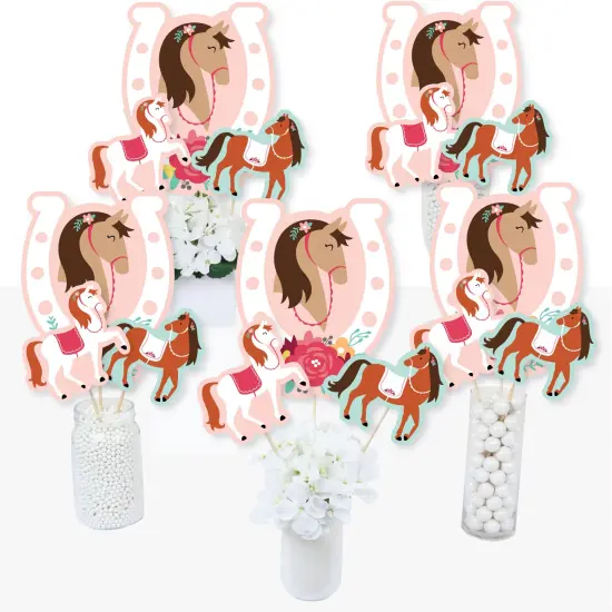 Big Dot of Happiness Run Wild Horses - Pony Birthday Party Centerpiece Sticks - Table Toppers - Set of 15 {3}