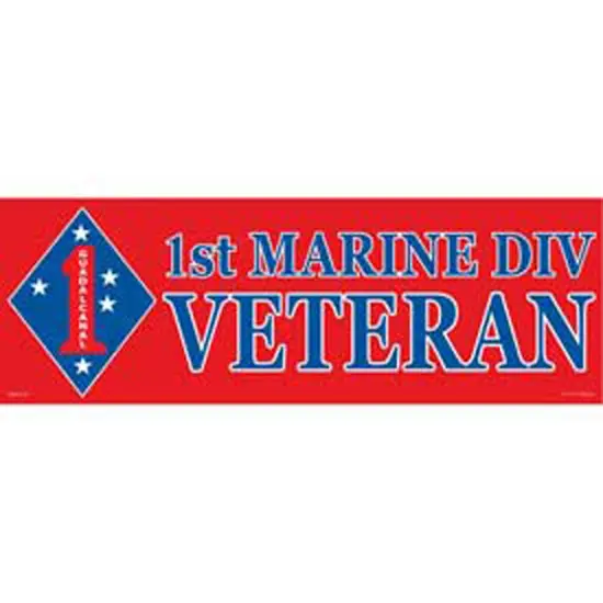 1st Marine Division Proudly Served Bumper Sticker 3"X6-1/2" {1}