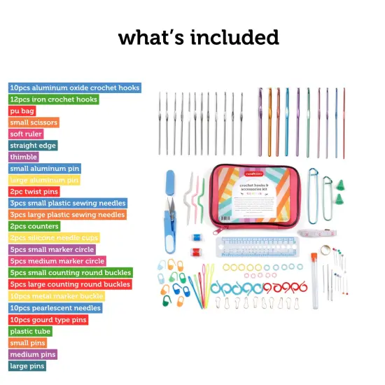 Incraftables Crochet Hook Set with Case 100pcs. Best Crochet Hook Kit for Beginners & Professionals. Ergonomic Crochet Tools with Needles, Scissors, Ruler, Head Pins & Accessories for Kids & Adults {2}